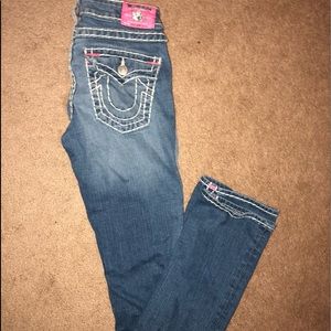 True religion jeans with pink stitching! 💗